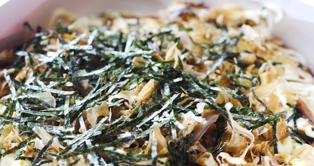 Close up of Okonomiyaki japanese foodsの写真素材