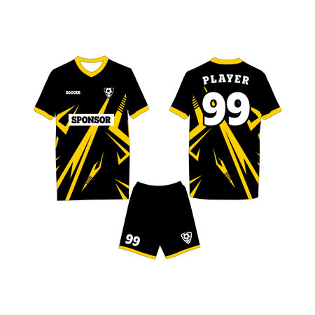 Soccer jersey or football kit design template. Football t-shirt mockup. Vector Illustrationのイラスト素材