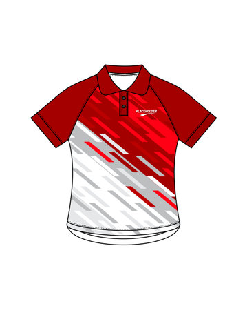 Red polo shirt design template on white background. Vector illustration.のイラスト素材