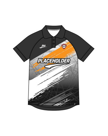 GreyScale and Vibrant Orange Raglan Short Sleeve button collar men Polo jerseyのイラスト素材