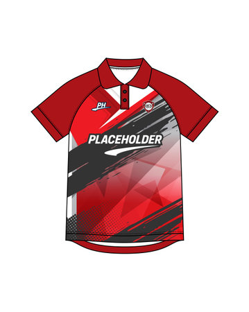 Dynamic RedToned Raglan Short Sleeve button collar men Polo jerseyのイラスト素材