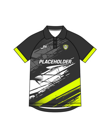 High-Vis Neon Accent Raglan Short Sleeve button collar men Polo jerseyのイラスト素材