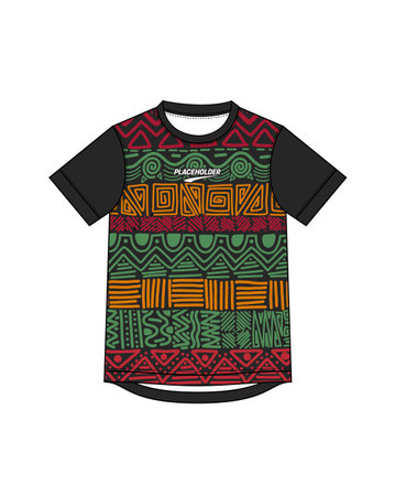 T-shirt design with ethnic pattern. Vector illustration isolated on white background.のイラスト素材