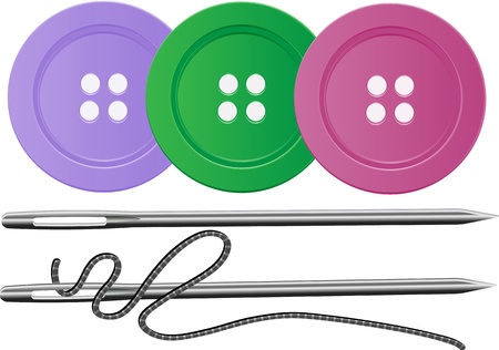Needle and Thred and three buttons, all editable のイラスト素材