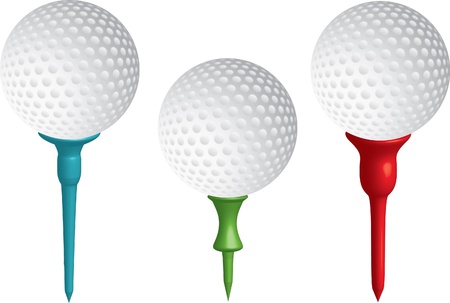 Golf balls on golf teesのイラスト素材