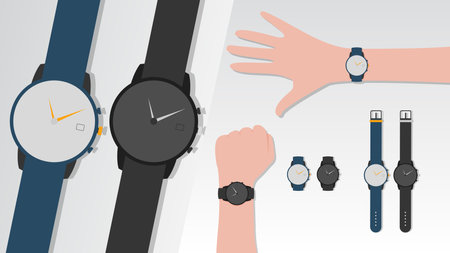 Set of Luxury Watches in Multiple Positions and Modelsのイラスト素材