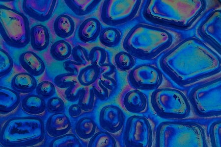 Close-up of a textured, blue glass surface.の写真素材