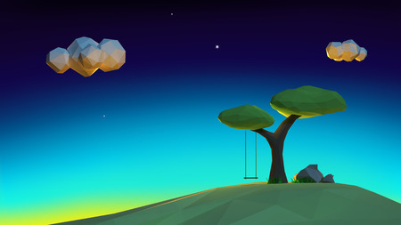 Low Poly Sunset sceneの写真素材