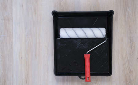 Roller for painting walls close-up.Concept-renovation in the apartmentの写真素材