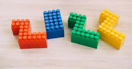 Numbers 2022 made from constructor. Concept - kids toys and childhood.