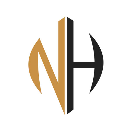 Initial nh letter vector template design. Linked letter hn design.のイラスト素材
