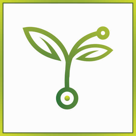 Sprout eco, green leaf seedling, growing plant Abstract design concept for eco technology theme. Ecology iconのイラスト素材
