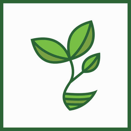 Sprout eco, green leaf seedling, growing plant Abstract design concept for eco technology theme. Ecology iconのイラスト素材