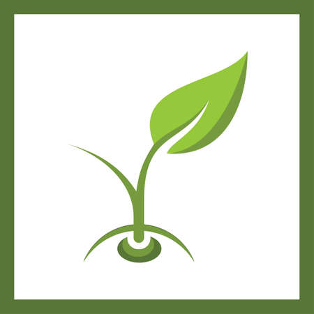 Sprout eco logo, green leaf seedling, growing plant Abstract design concept for eco technology theme. Ecology iconのイラスト素材