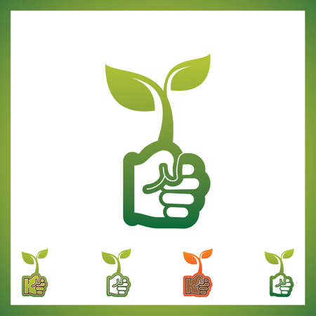 Sprout eco , green leaf seedling, growing plant Abstract design concept for eco technology theme. Ecology iconのイラスト素材
