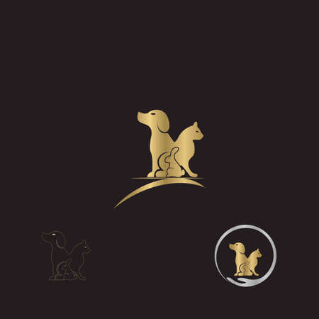 Pet Care Logo with Dog, Cat, horse and Hand Symbolsのイラスト素材