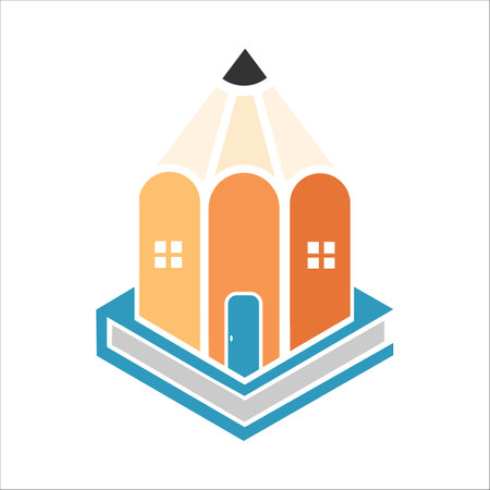 Modern and playful pen castle logo design with house for your brandのイラスト素材
