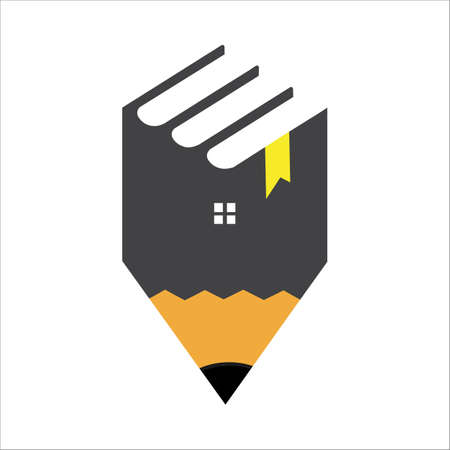 Pencil house logo design. Easy to change colors.のイラスト素材