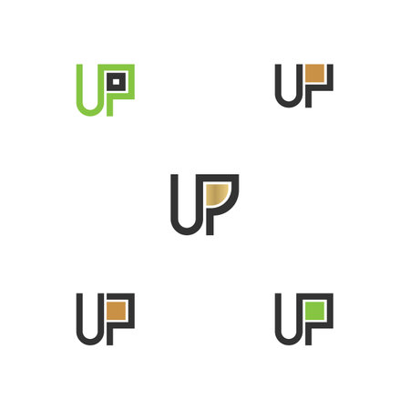 UP or PU logo and icon designのイラスト素材