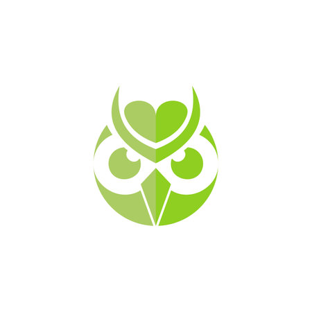 Owl Logo icon shield wing creative Modern Design. Owl logo with leaf icon vector.のイラスト素材