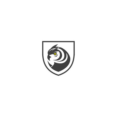 Owl Logo icon shield wing creative Modern Design. Owl logo with leaf icon vector.のイラスト素材