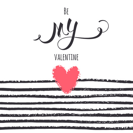 Valentines day card. Hand-drawing hearts and stripes on white background. Vector texture.のイラスト素材