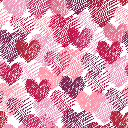 Pattern of painted hearts. Love background.のイラスト素材