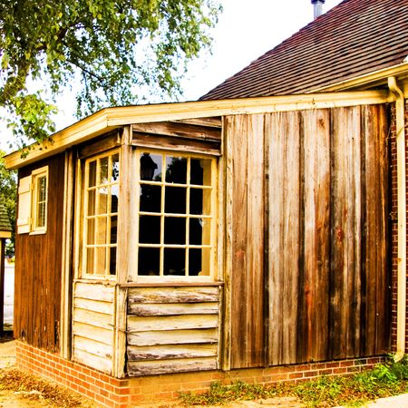 Corner windows in old building.の写真素材