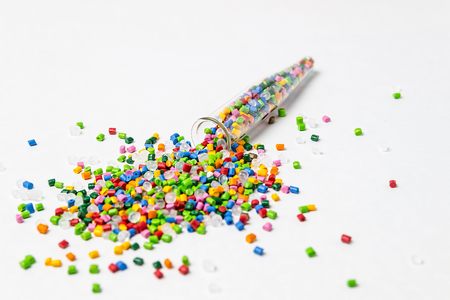 Polymeric dye. Colorant for plastics. Pigment in the granules.の写真素材
