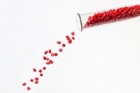 Polymeric dye. Plastic pellets. Colorant for plastics. Pigment in the granules. Polymer beads