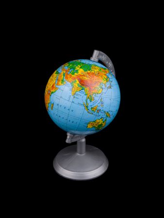 Small globe on black backgroundの写真素材