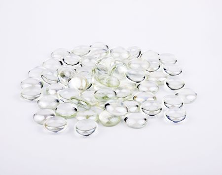 Glass disks on white backgroundの写真素材