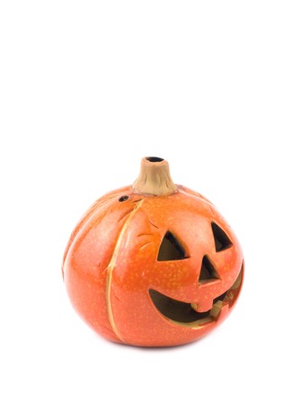 Hallowen pumpkin lantern on white backgroundの写真素材