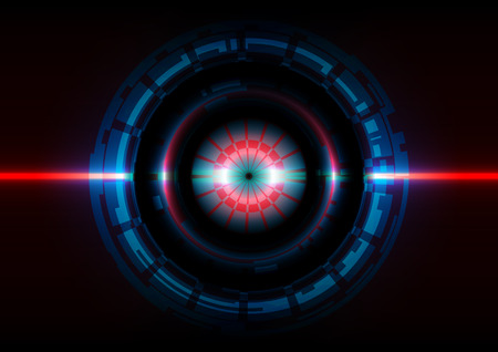 circle technology on red light effect backgroundのイラスト素材