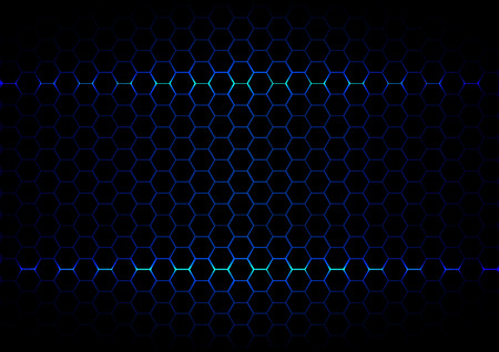 abstract  hexagon blue ligth technology on black color backgroundのイラスト素材
