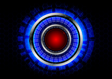abstract circle technology with red button and metal ring backgroundのイラスト素材