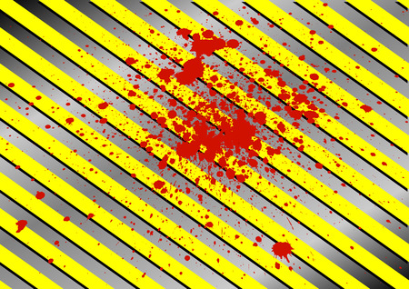 vector yellow and metal plate background and splatter red colorのイラスト素材
