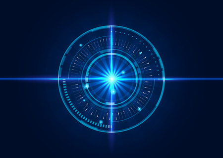 abstract tech circles background design with light effectのイラスト素材
