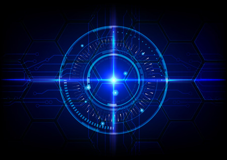 abstract tech circles with circuit background design with light effect. Futuristic technology styleのイラスト素材