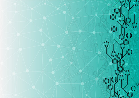 Abstract circuit hexagon  with mesh on blue color Backgroundのイラスト素材