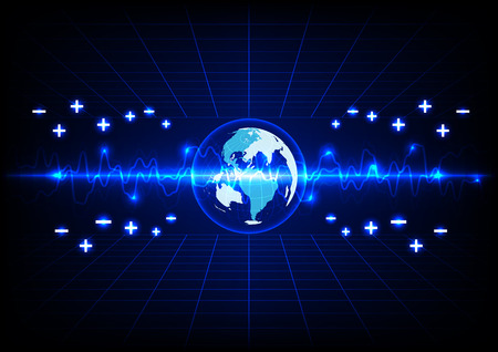 abstract blue lighting and globe energy  technology background.のイラスト素材