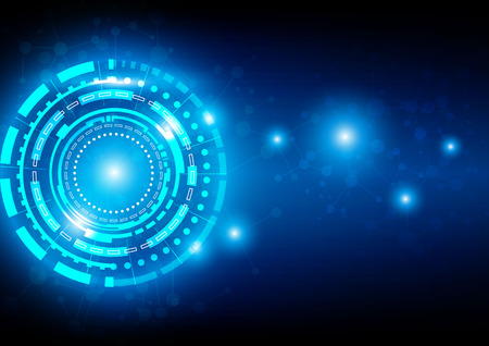 Abstract Technology Blue Background with connection and Bright Flare. Vector Illustrationのイラスト素材