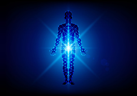 Abstract body with mesh on blue  background. illustration designのイラスト素材