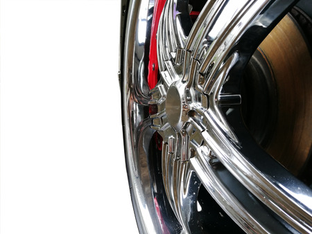 Car wheel on a car isolated backgroundの写真素材
