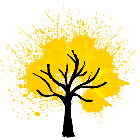 vector yellow color tree backgroundのイラスト素材