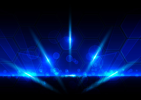 abstract blue light technology concept, abstract background with hexagonのイラスト素材