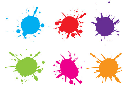 A Vector Colorful paint splatter.Paint splash set.Vector illustration. blue  red  green  pink  orange colourのイラスト素材