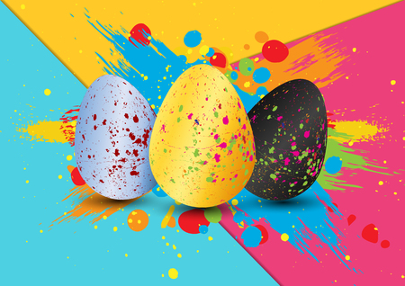 Easter banner background template with beautiful colorful spring eggs.のイラスト素材
