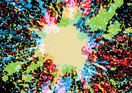 Abstract vector splatter multicolor on black color background design. illustration vector design.のイラスト素材