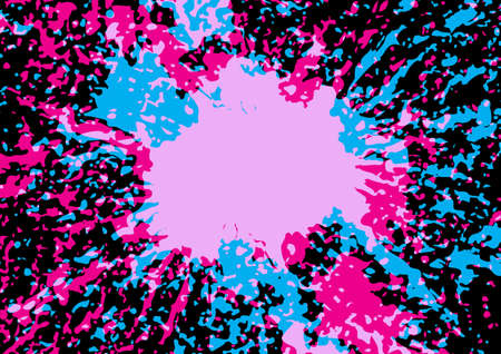 Abstract vector splatter blue and pink color on black background design. illustration vector design.のイラスト素材